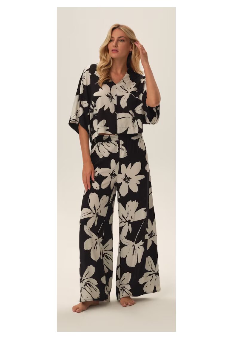 Esotiq Pijama dama Jin Negru-Alb