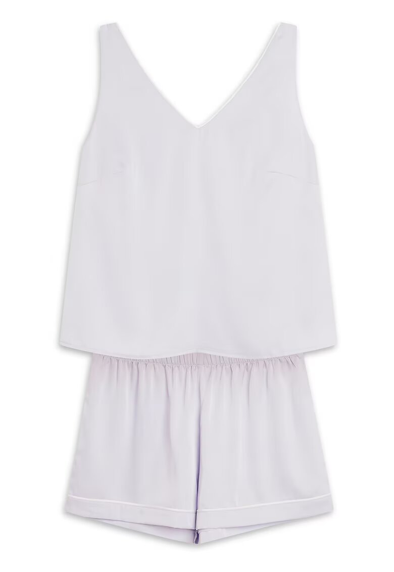 Esotiq Pijama dama Ryann - albastru deschis - satin - set cu pantaloni scurti