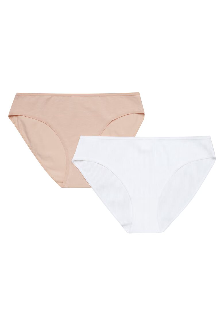Esotiq Set 2 perechi de chiloti dama - Bumbac - Bej/Alb