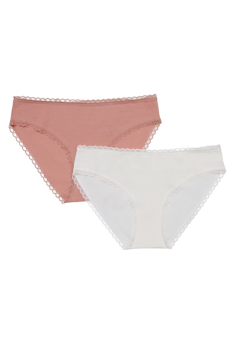 Esotiq Set 2 perechi de Chiloti Pixi Bumbac - Alb/Roz