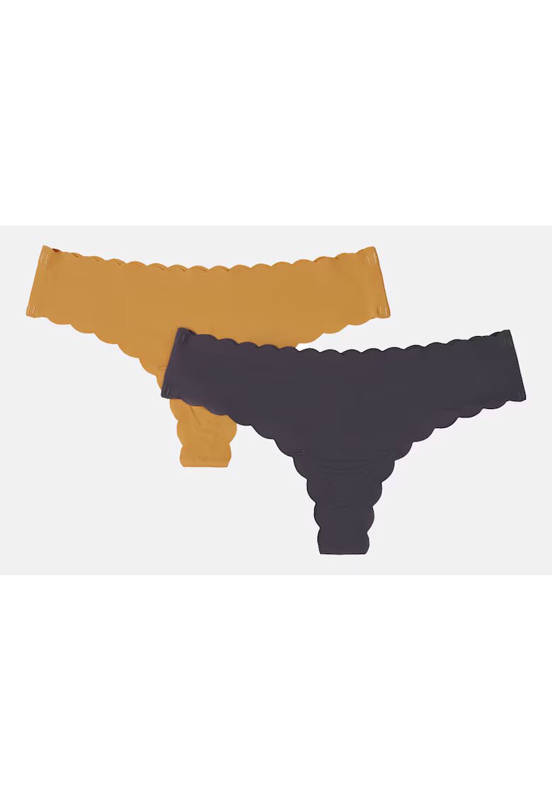 Esotiq Set 2 perechi tanga dama bumbac gri galben