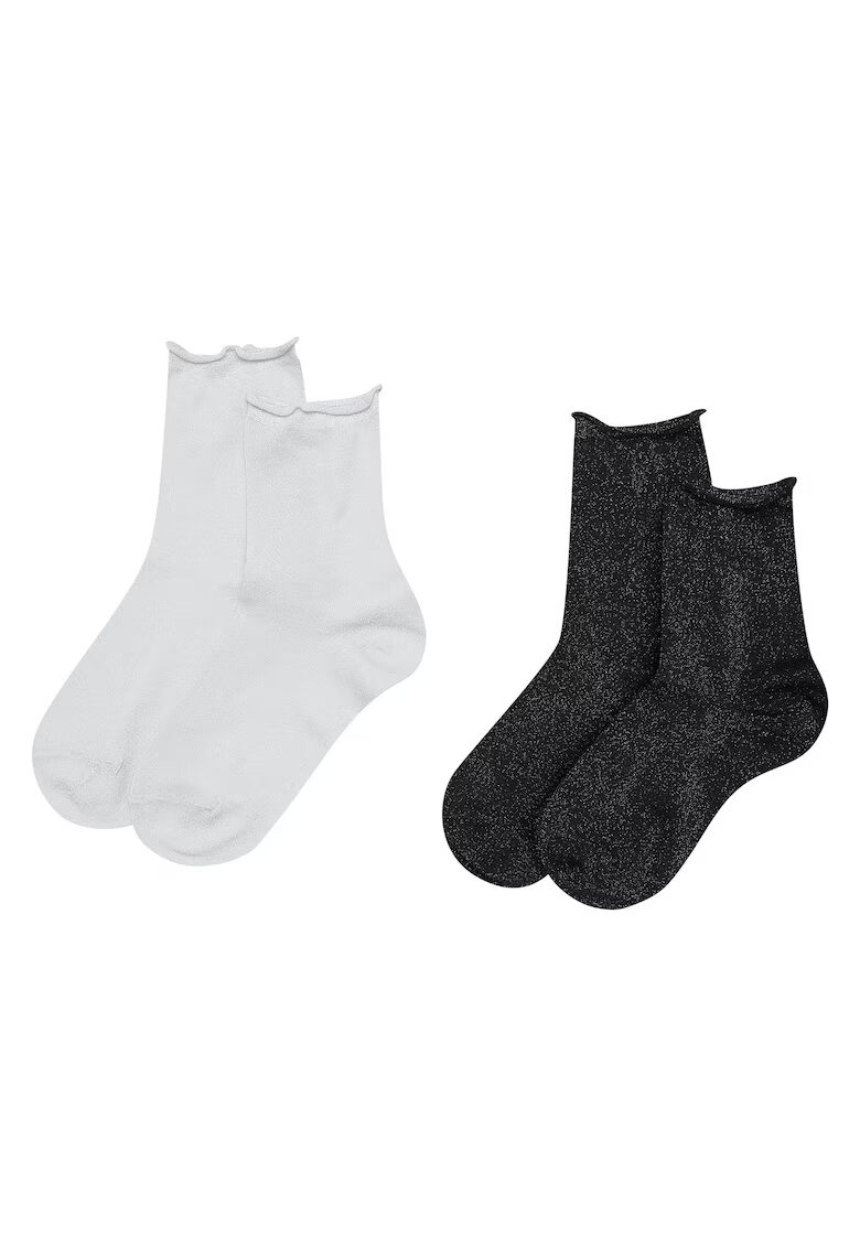 Esotiq Sosete dama set 2 perechi - alb si negru - lungi - bumbac