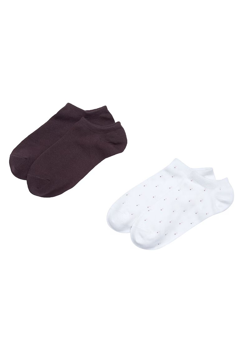 Esotiq Sosete dama set 2 perechi alb - violet inchis - bumbac - scurte