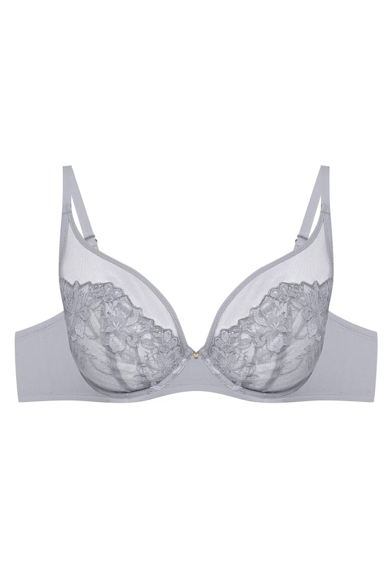 Esotiq Sutien Oleksa cu broderie florala - poliamida - push up - gri