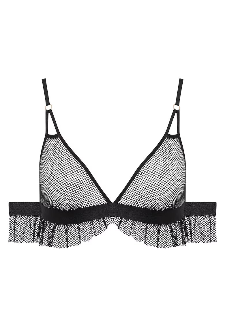Esotiq Sutien pentru dama triunghiular - plasa decorativa - poliamida - negru