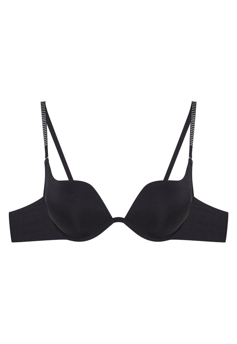 Esotiq Sutien push-up Taysa - cu bretele cu zirconiu - poliamida - negru - Negru