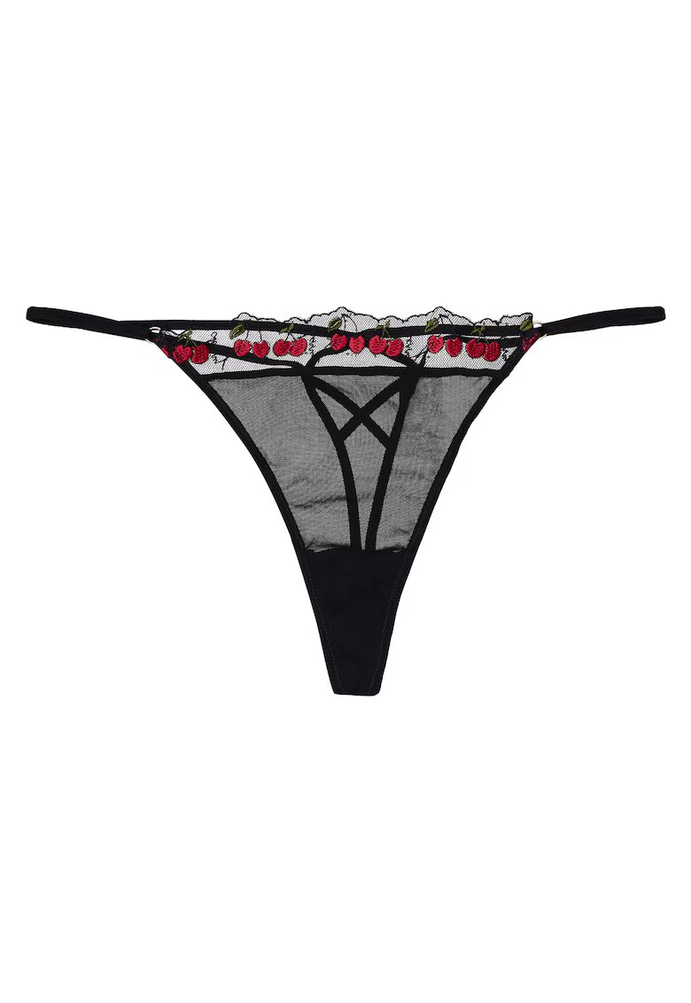 Esotiq Tanga dama poliamida - broderie cirese - negru
