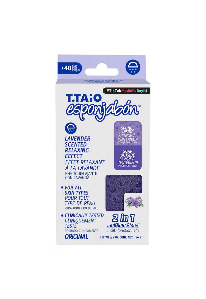 Esponjabon 2 in 1 Burete de baie si sapun incorporat - cu parfum de lavanda - efect relaxant - 120 gr