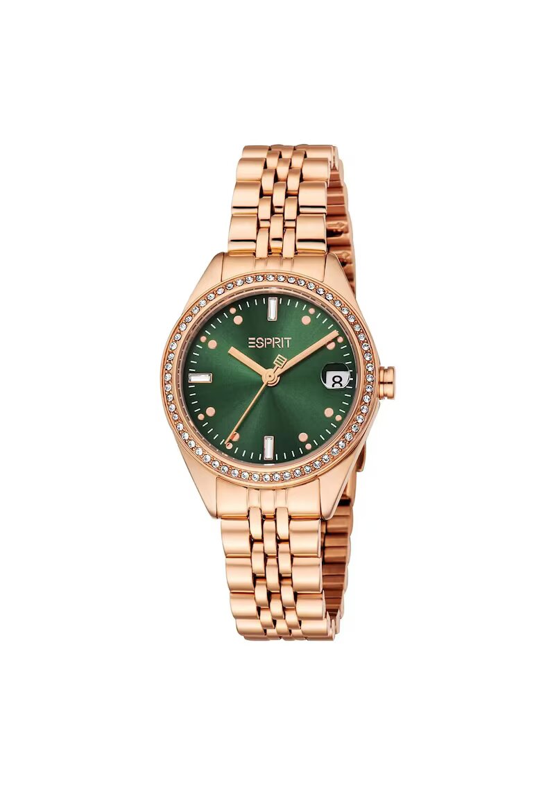 ESPRIT Ceas de mana dama 30 mm - carcasa din otel - curea roz aurie - mecanism quartz