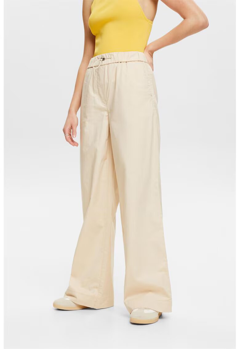 ESPRIT Pantaloni ampli de poplin - Bej deschis