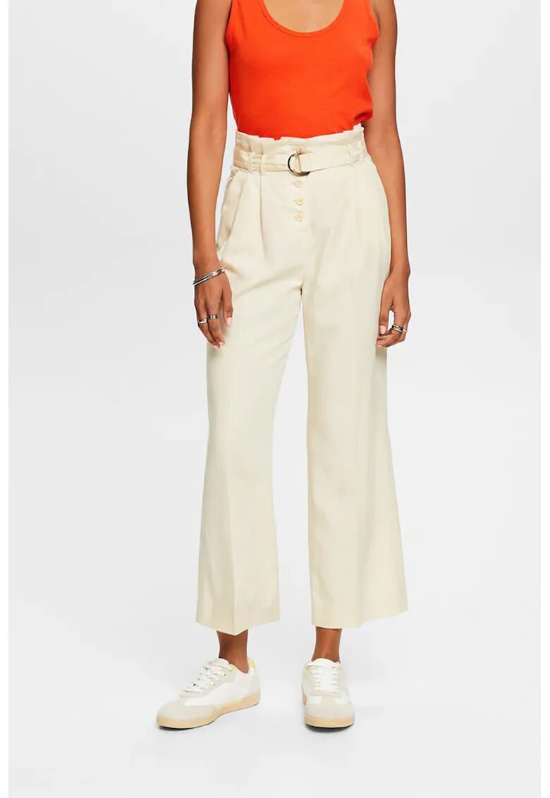 ESPRIT Pantaloni crop cu nasturi - Crem