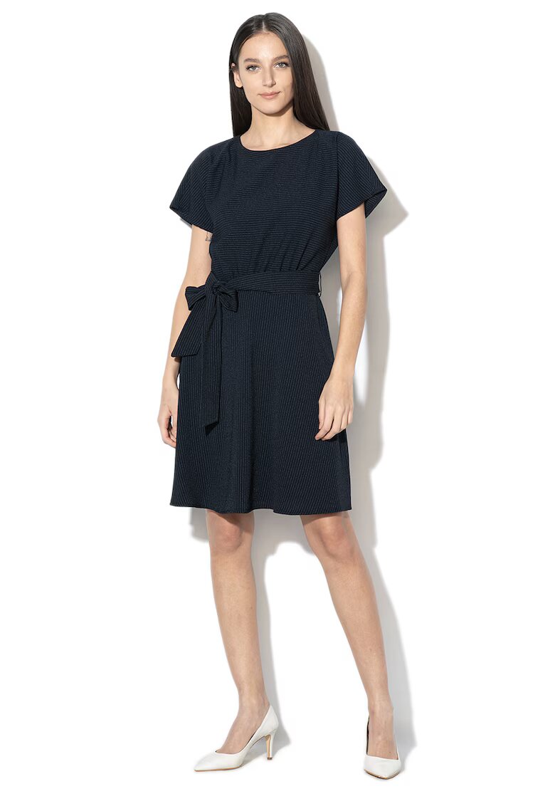 ESPRIT Rochie evazata cu dungi - Alb/Bleumarin