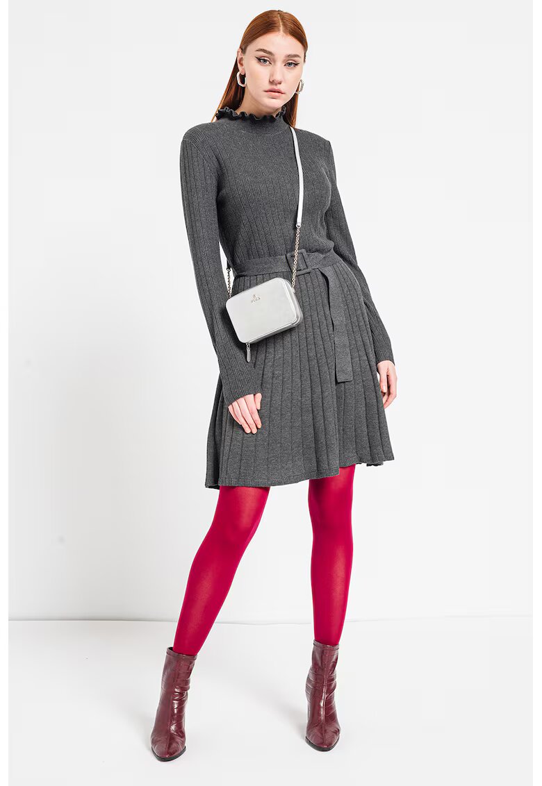 ESPRIT Rochie tricotata cu o curea - Gri inchis melange