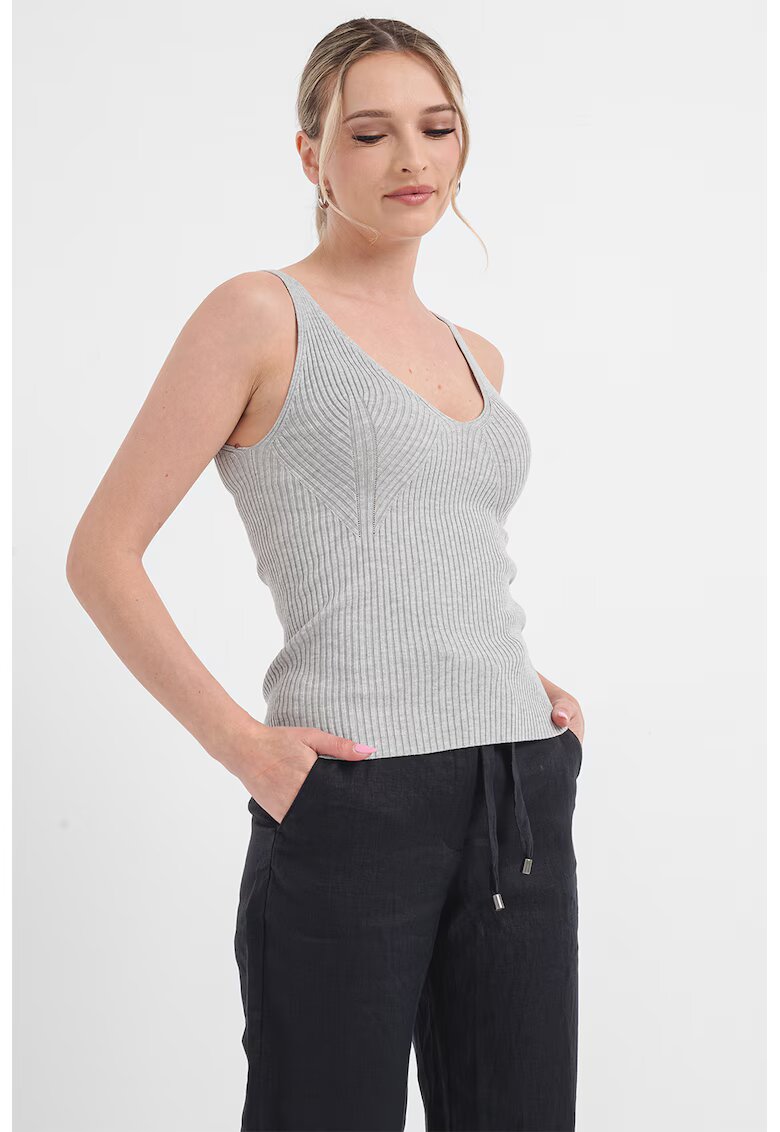 ESPRIT Top striat cu model uni - Gri melange