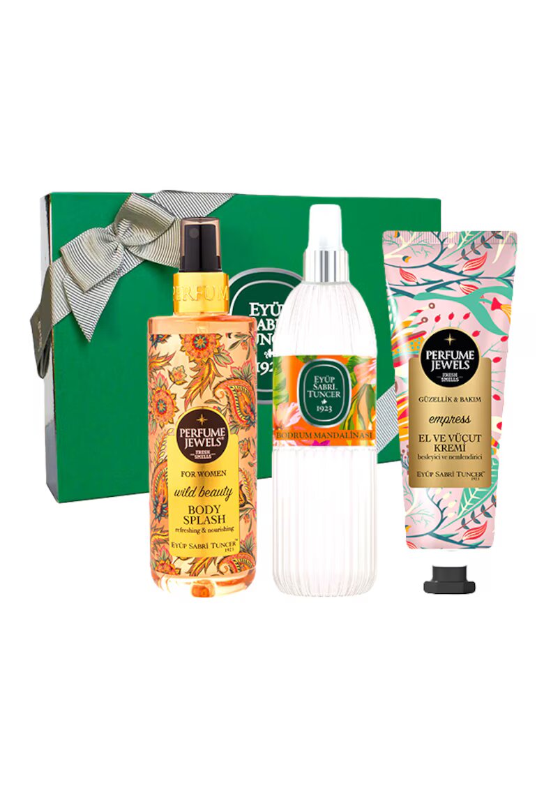 Eyuep Sabri Tuncer 1923 Set Eyup Sabri Tuncer - Apa de Colonie 68° Bodrum Mandarin 150 ml - Crema De Maini Si De Corp Empress 50 ml - Spray de Corp Wild Beauty 250 ml