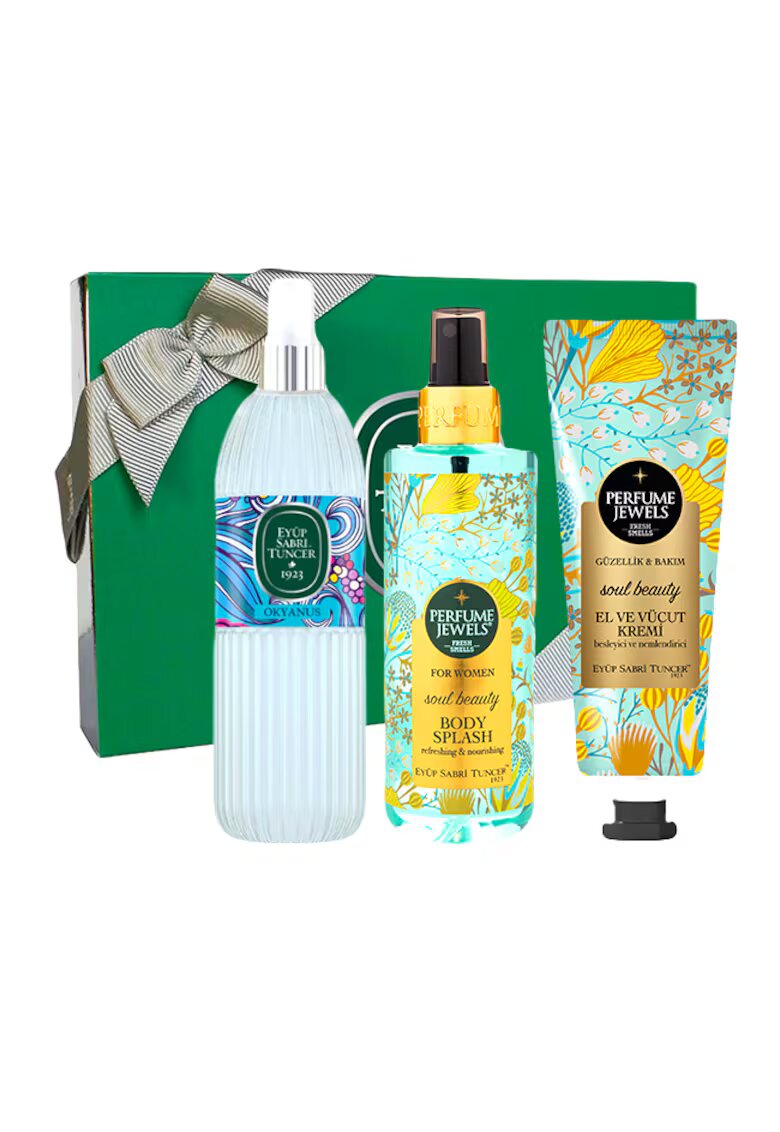 Eyuep Sabri Tuncer 1923 Set Eyup Sabri Tuncer - Apa de Colonie 68° Ocean 150 ml - Spray de Corp Perfume Jewels Soul Beauty 250 ml - Crema De Maini Si De Corp Soul Beauty 50 ml