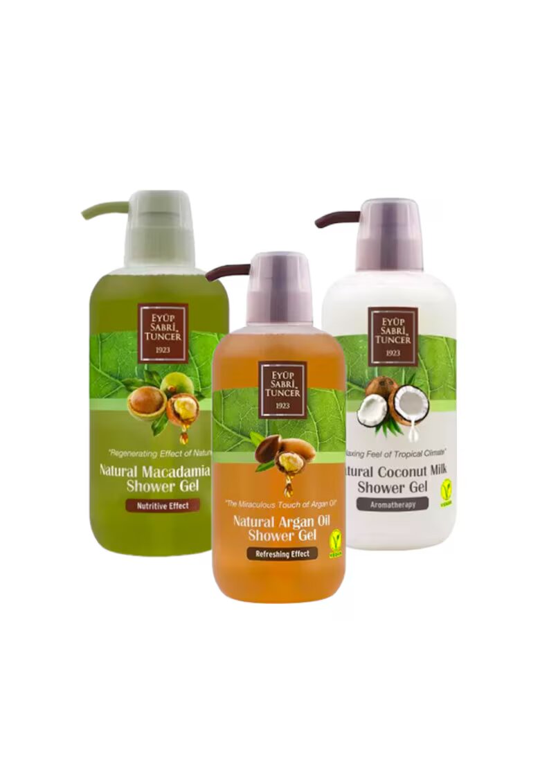Eyuep Sabri Tuncer 1923 Set Eyup Sabri Tuncer Gel de dus Cocos 600 ml - Gel de dus Macadamia 600 ml - Gel de dus Argan 600 ml