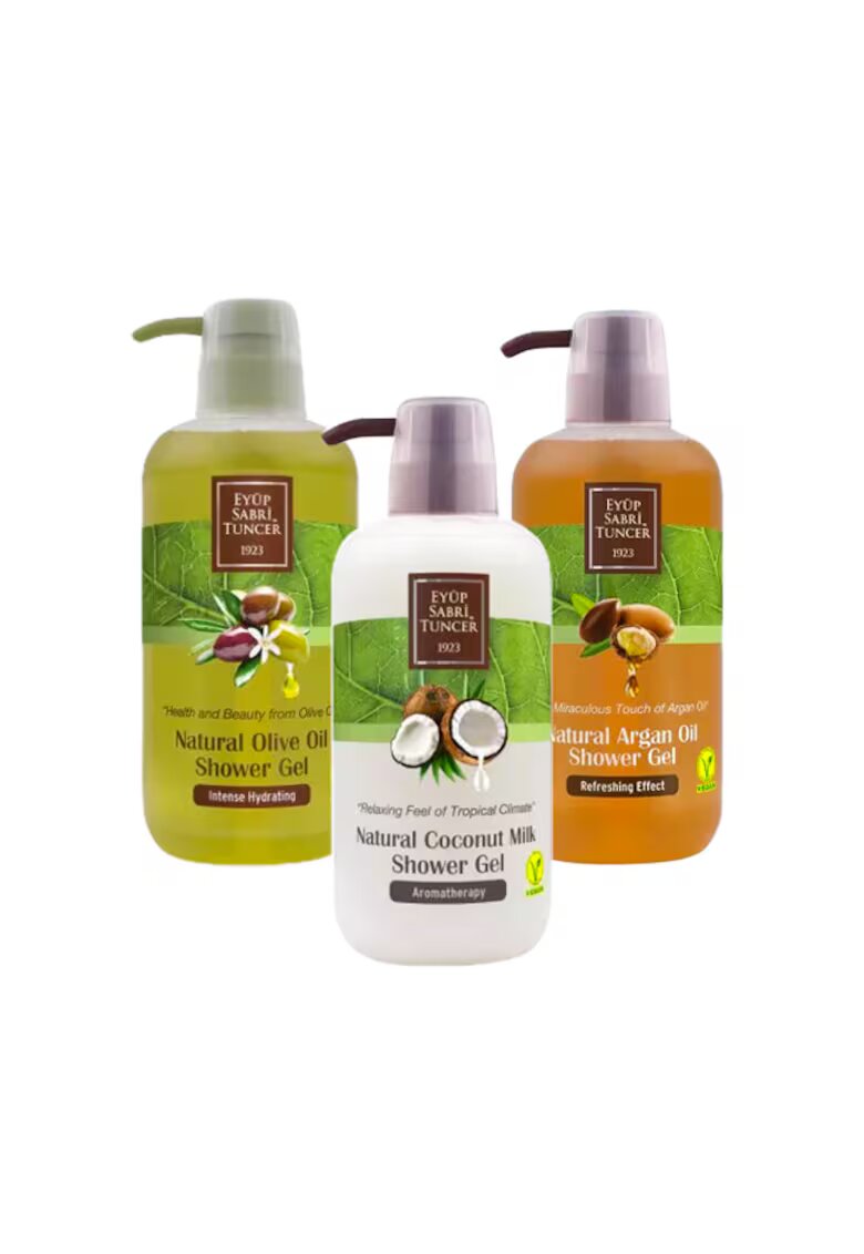 Eyuep Sabri Tuncer 1923 Set Eyup Sabri Tuncer Gel de dus Cocos 600 ml - Gel de dus Olive Oil 600 ml - Gel de dus Argan 600 ml