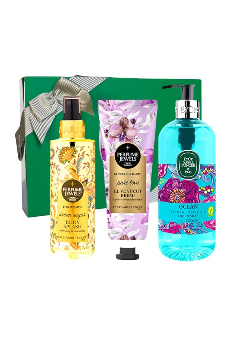 Eyuep Sabri Tuncer 1923 Set Eyup Sabri Tuncer - Spray de Corp Warm Sugar 250ml - Crema De Maini Si De Corp Pure Love 50 ml - Sapun Lichid Ulei De Masline Natural Ocean 500 ml