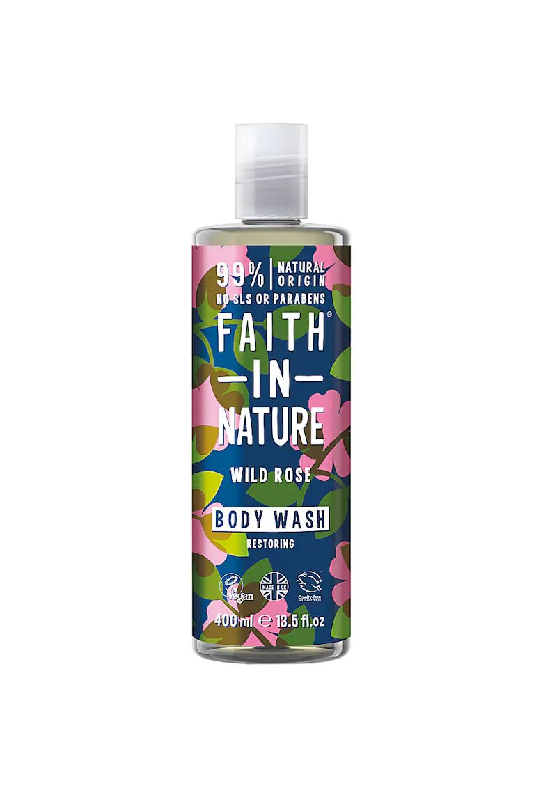 Faith in Nature Gel de dus natural - 400 ml - Trandafir salbatic