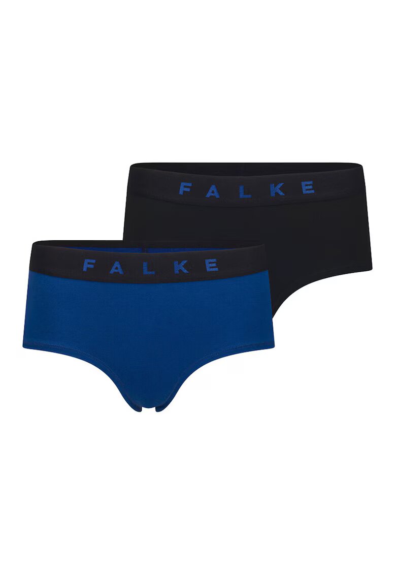 Falke Set de chiloti hipster cu banda logo in talie - 2 perechi - Negru/Albastru royal
