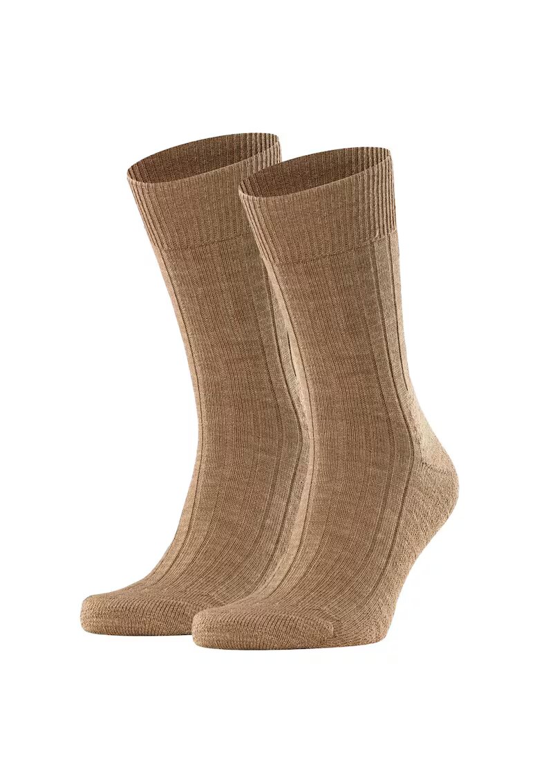 Falke Set de sosete lungi din amestec de lana Carpet in Shoe - 2 perechi - Maro