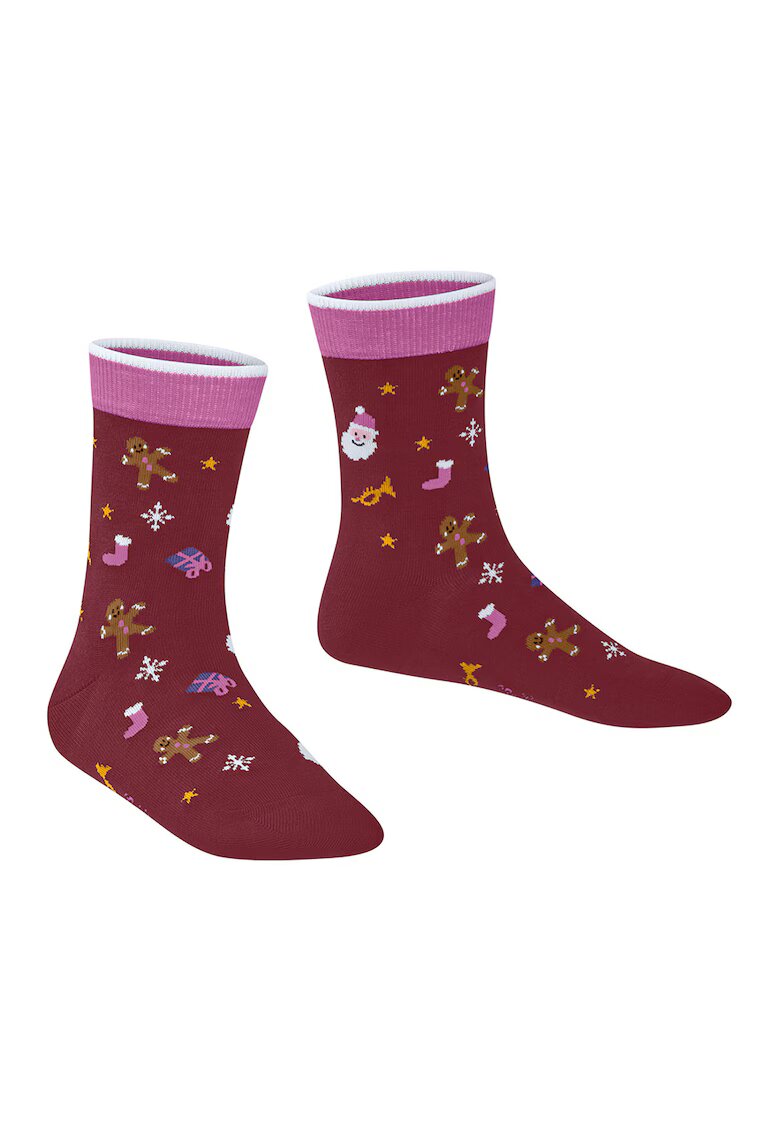 Falke Sosete lungi cu model Christmas - Visiniu/Roz