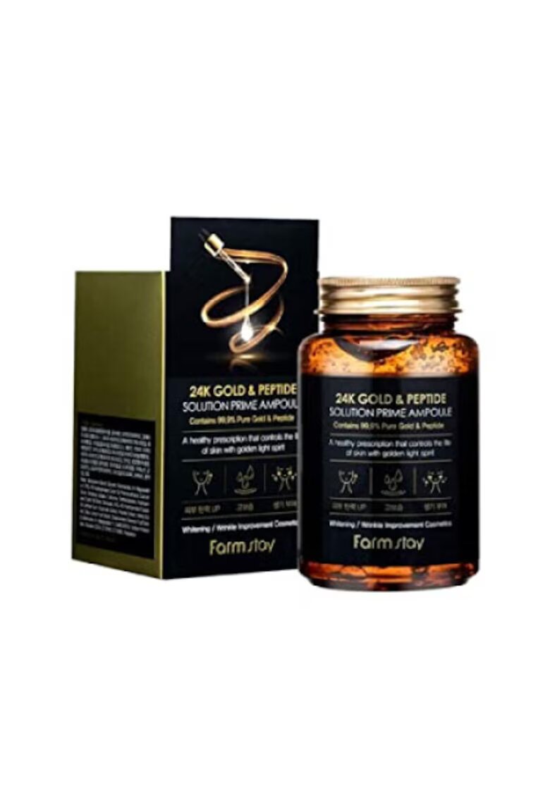 FARM STAY Ser facial 24K Gold & Peptide Solution Prime Ampoule - 250ml - hidratare - regenerare - anti-imbatranire