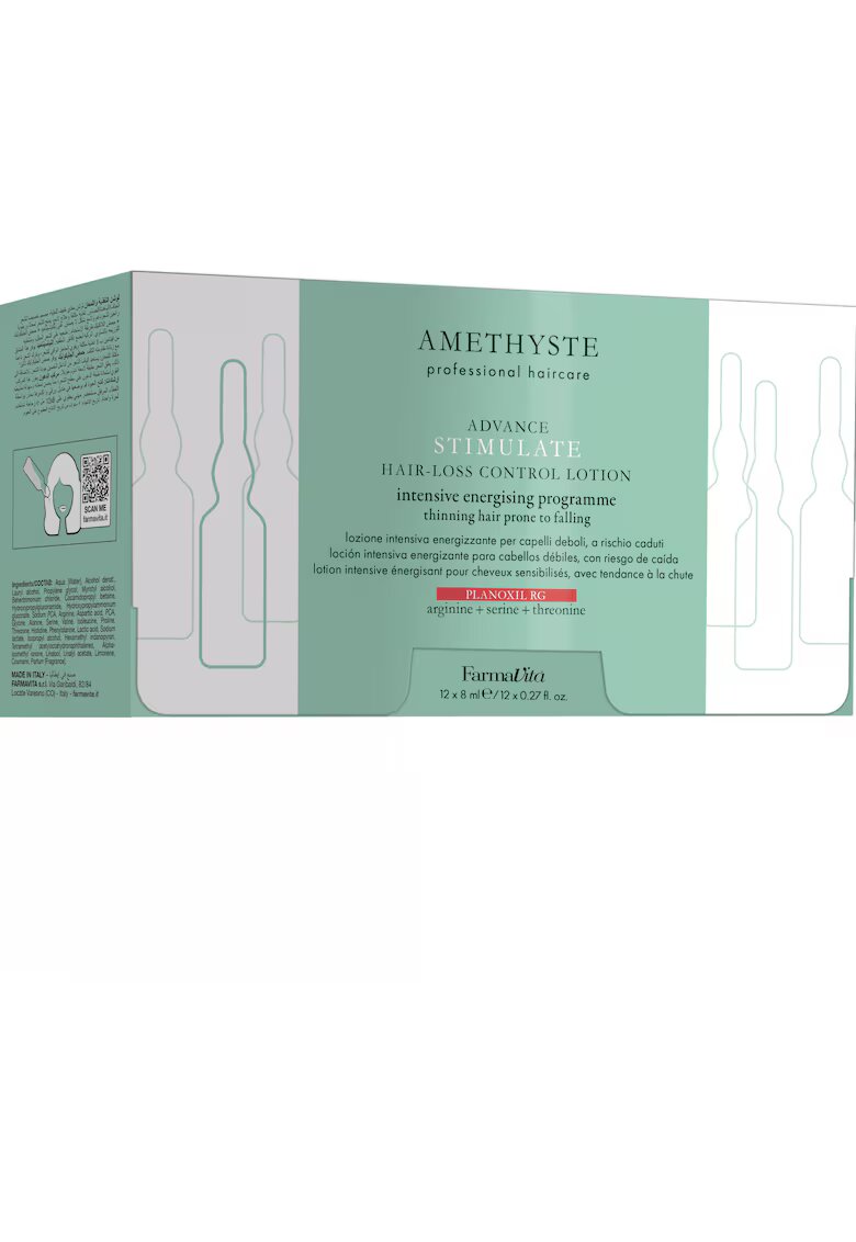 Farmavita Lotiune profesionala impotriva caderii parului - cu arginina - serina si treonina - Amethyste Stimulate - 12 x 8 ml