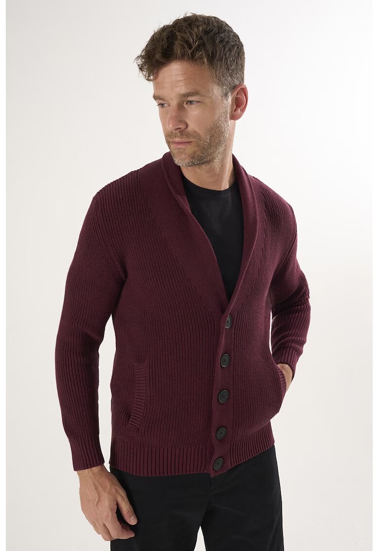 Felix Hardy Cardigan cu decolteu in V si buzunare laterale - Rosu inchis