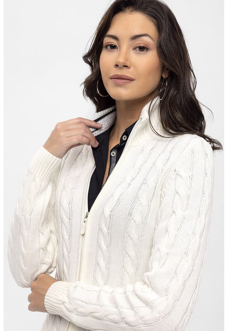 Felix Hardy Cardigan cu design torsade si fermoar - Alb