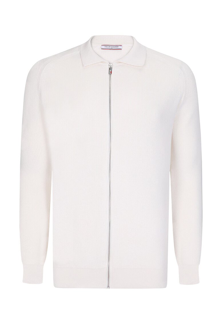 Felix Hardy Cardigan cu fermoar si maneci raglan - Alb optic