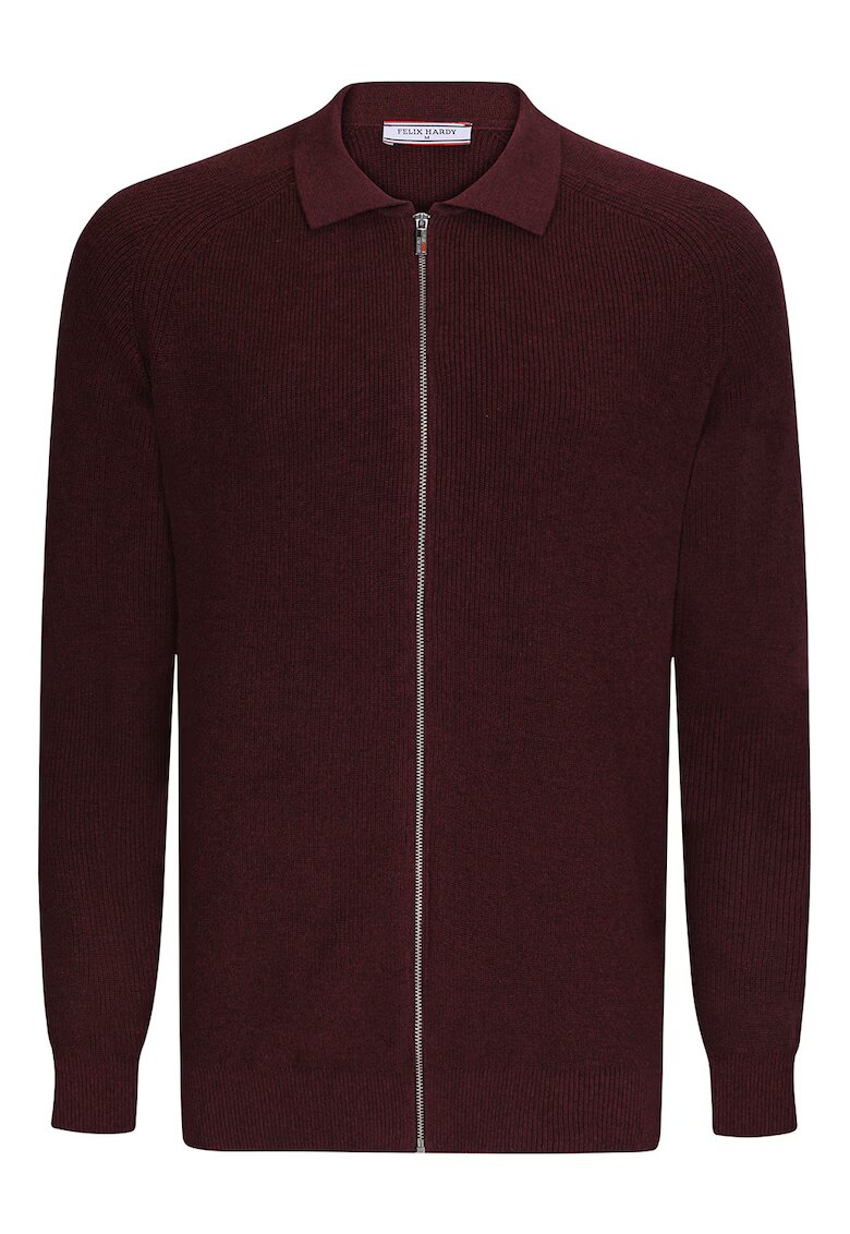Felix Hardy Cardigan cu fermoar si maneci raglan - Rosu inchis