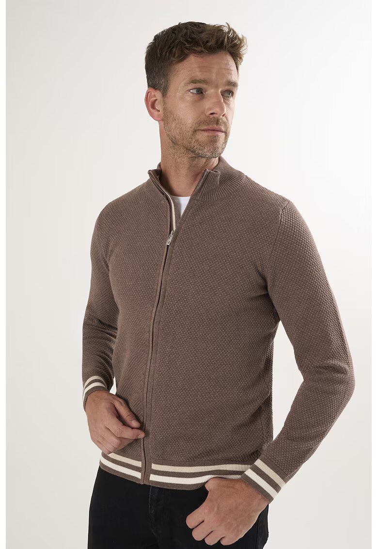 Felix Hardy Cardigan tricotat cu terminatii cu dungi - Maro