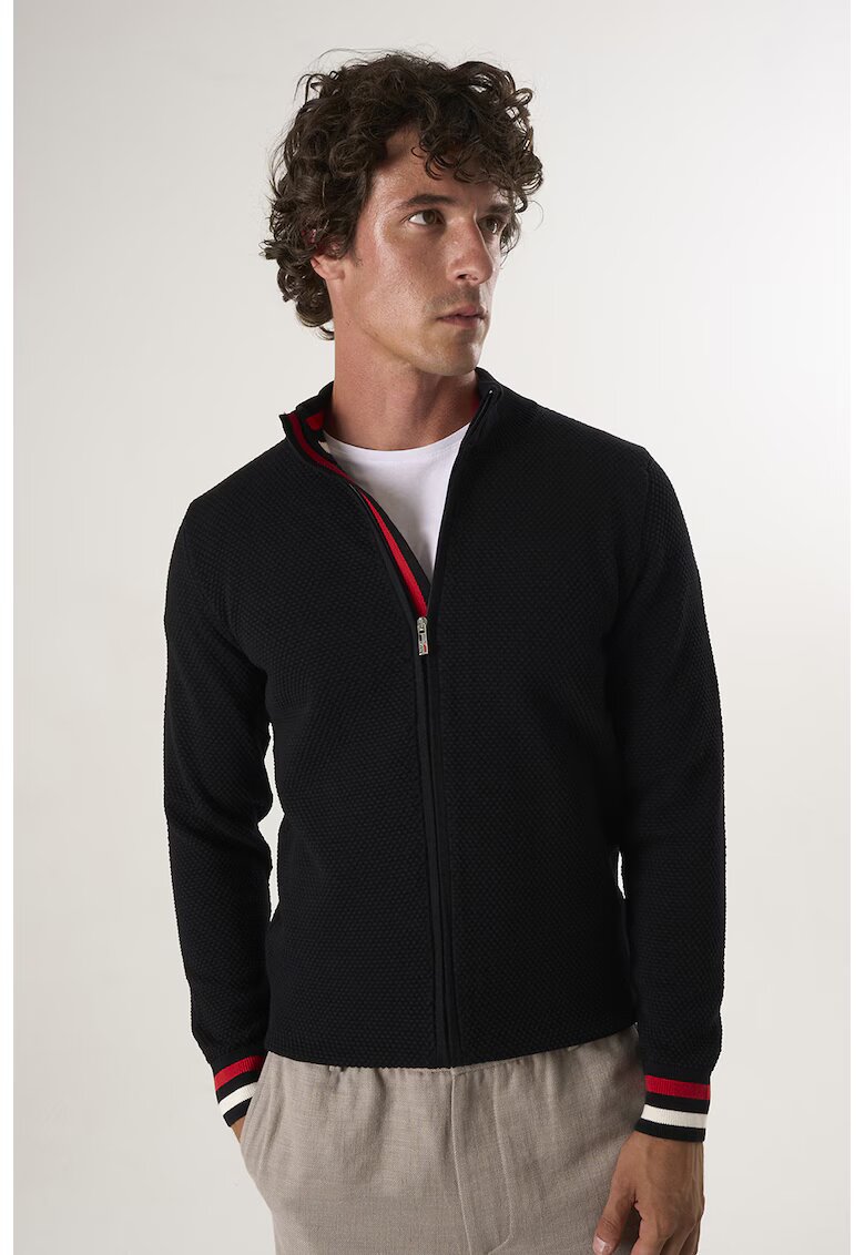 Felix Hardy Cardigan tricotat cu terminatii cu dungi - Negru
