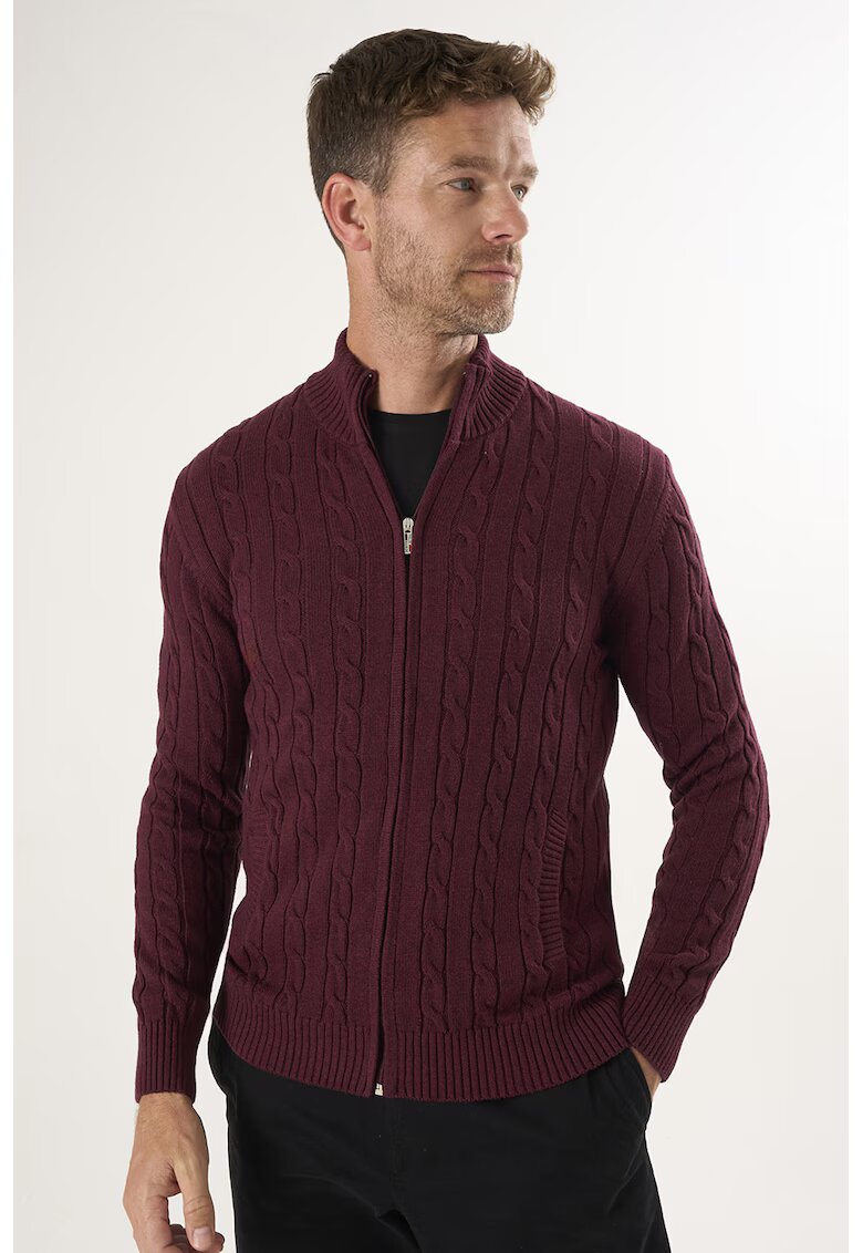 Felix Hardy Cardigan uni de bumbac cu fermoar - Visiniu