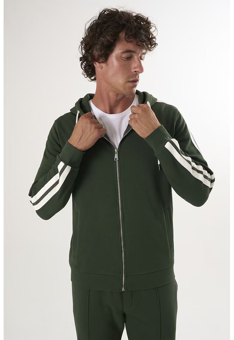 Felix Hardy Hanorac de bumbac cu fermoar si buzunare laterale - Verde inchis