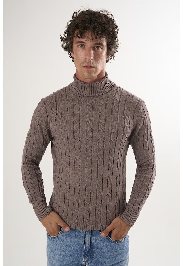 Felix Hardy Pulover cu guler inalt si model torsade - Maro