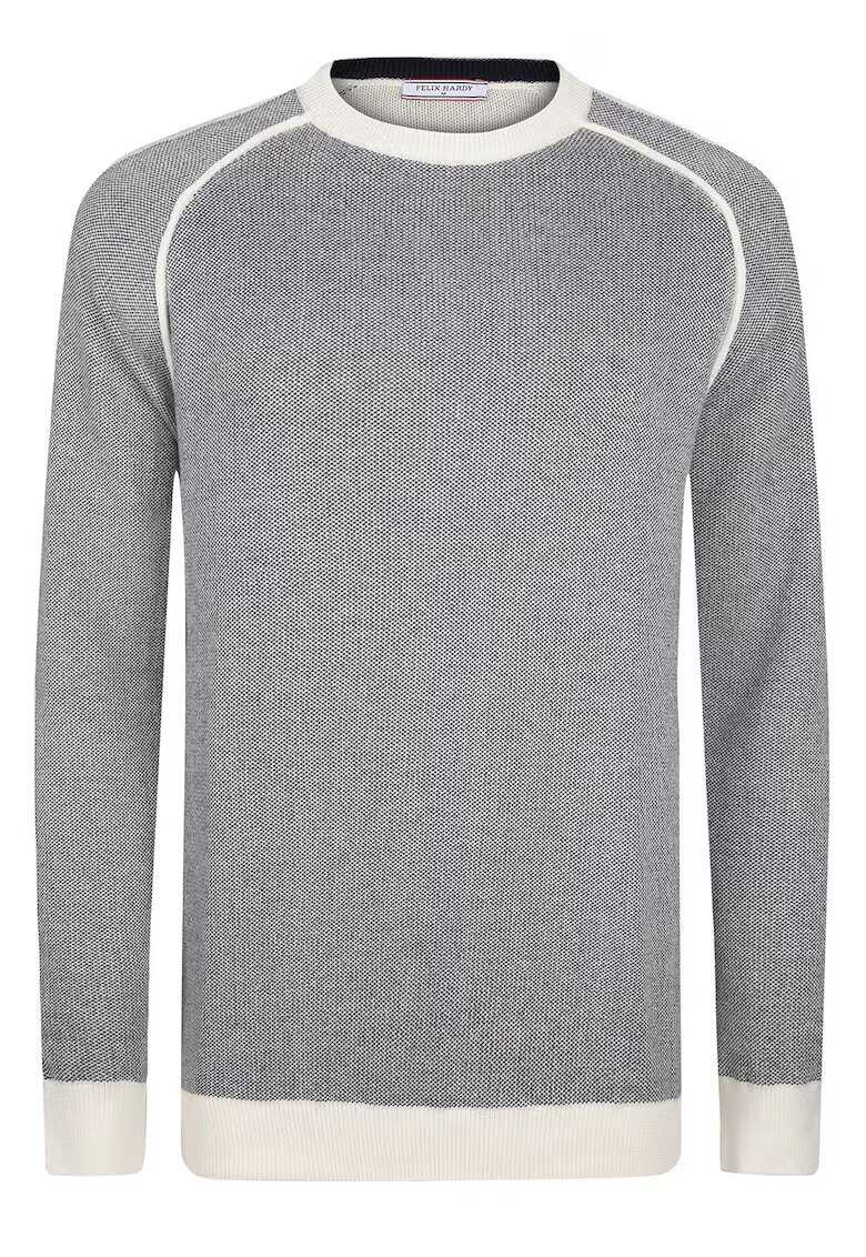 Felix Hardy Pulover din bumbac cu maneci raglan - Gri inchis melange/Crem