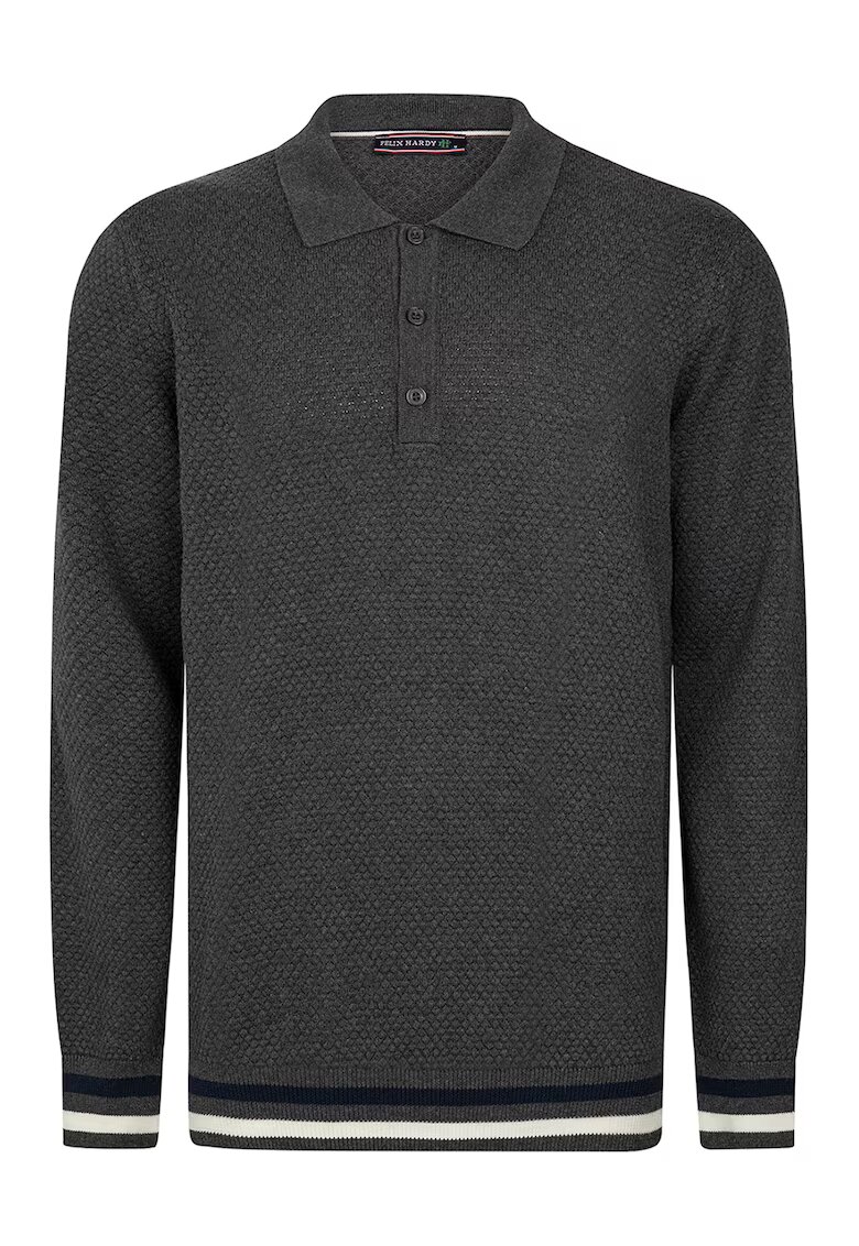 Felix Hardy Pulover polo cu accente in dungi - Alb optic/Gri antracit