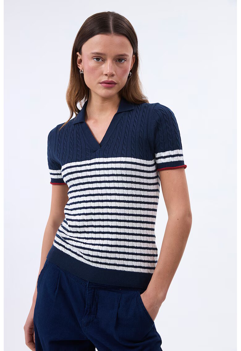 Felix Hardy Pulover polo cu maneci scurte - Alb optic/Bleumarin