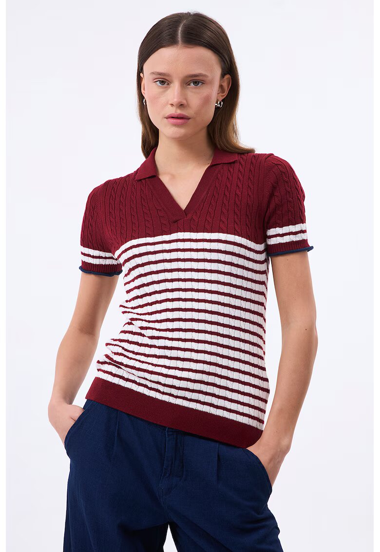 Felix Hardy Pulover polo cu maneci scurte - Rosu inchis/Alb murdar