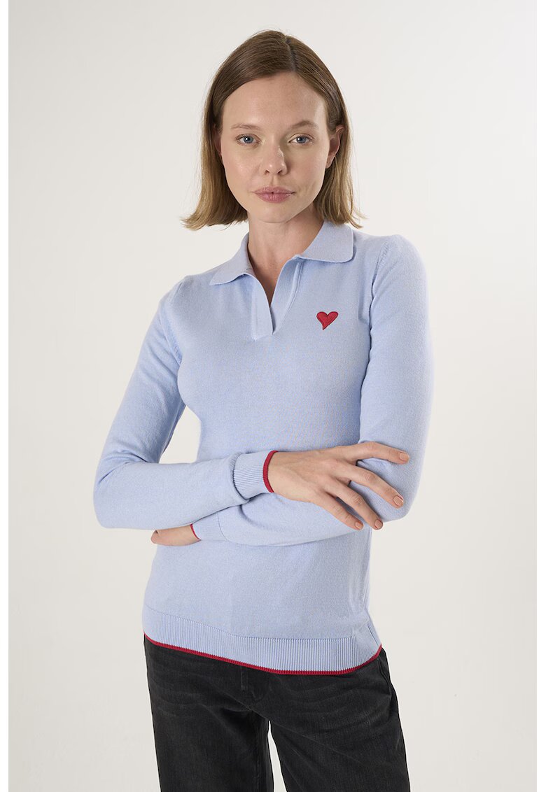 Felix Hardy Pulover polo cu terminatie contrastante - Albastru lavanda