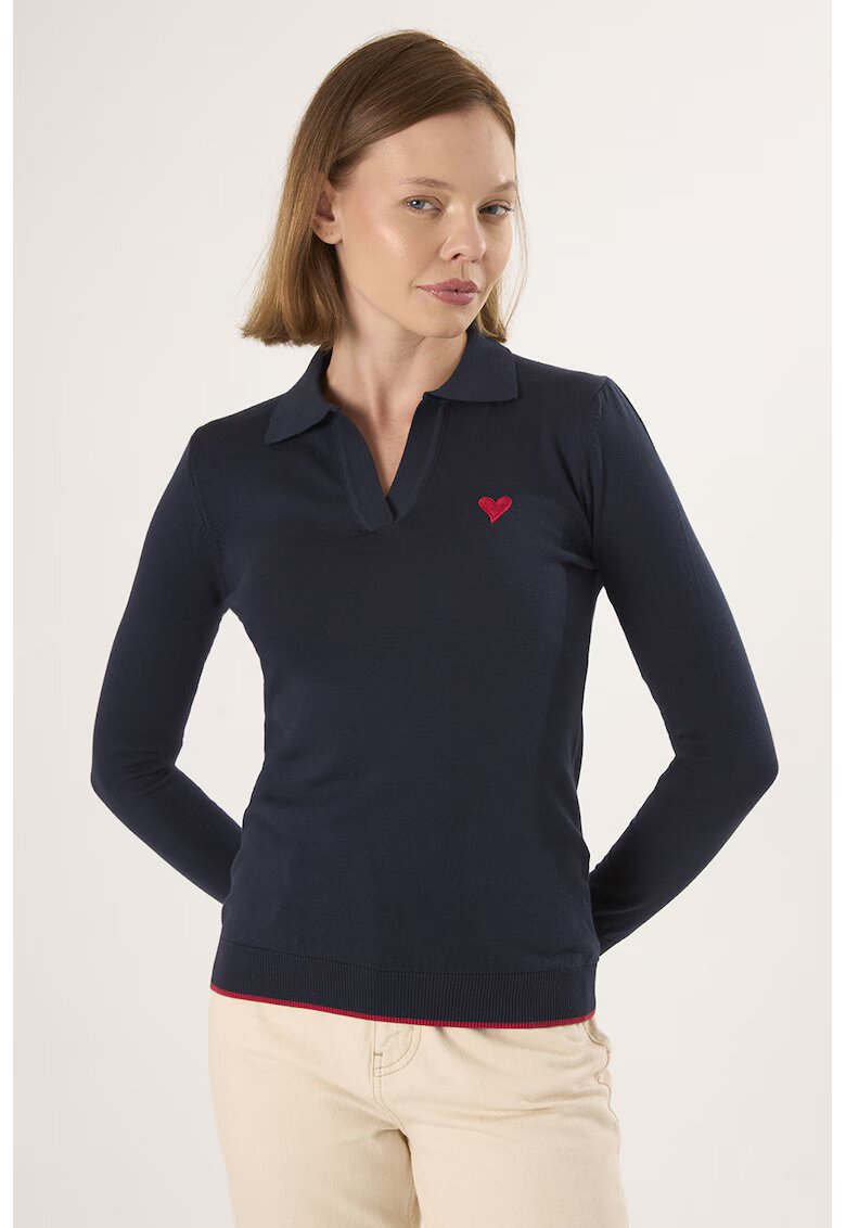 Felix Hardy Pulover polo cu terminatie contrastante - Albastru ultramarin