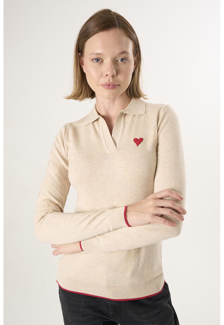Felix Hardy Pulover polo cu terminatie contrastante - Bej