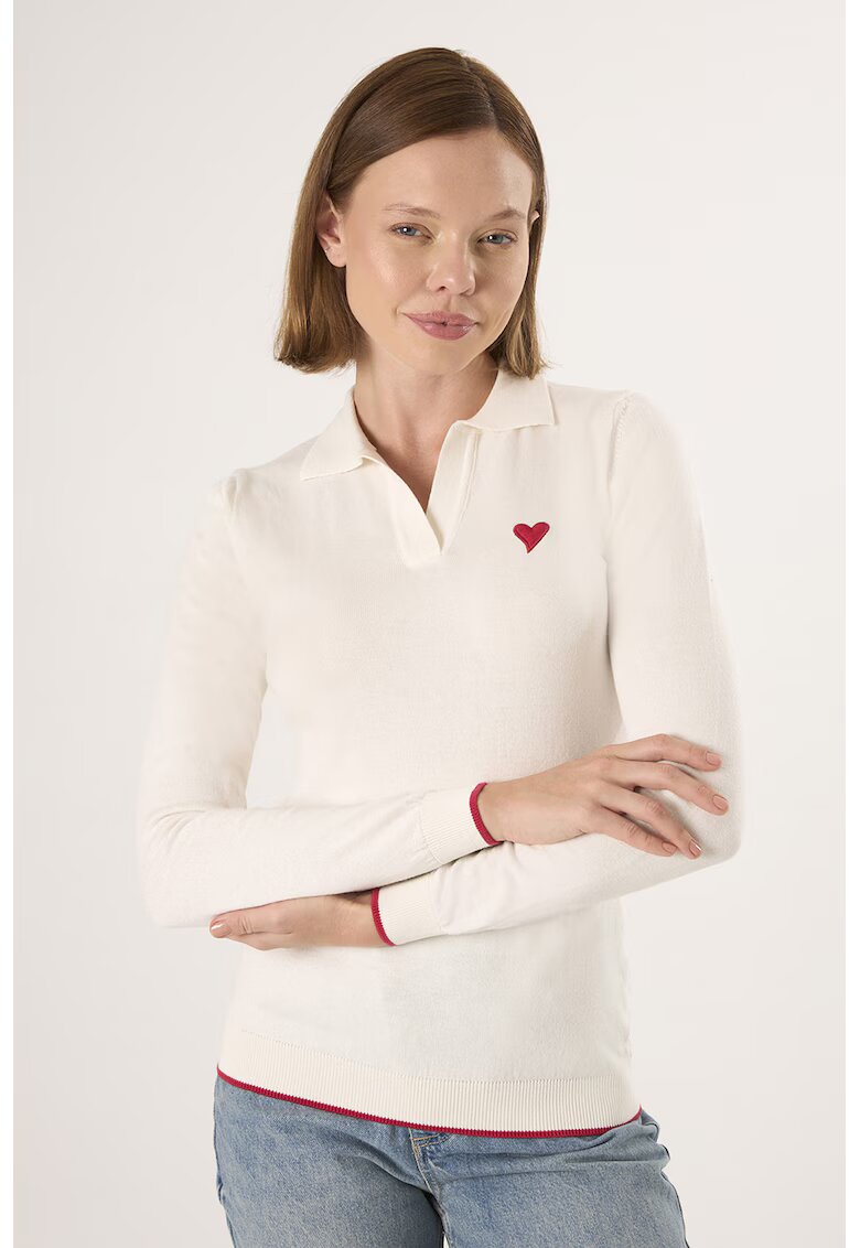 Felix Hardy Pulover polo cu terminatie contrastante - Crem