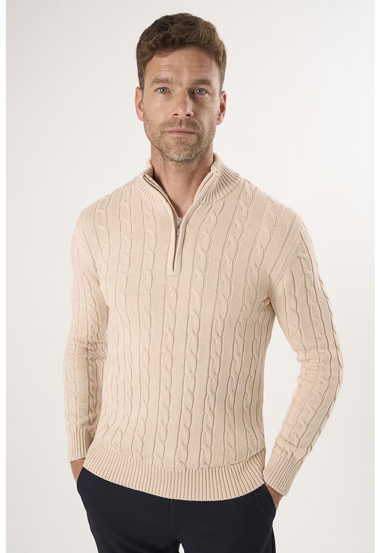 Felix Hardy Pulover regular fit cu fenta cu fermoar - Bej