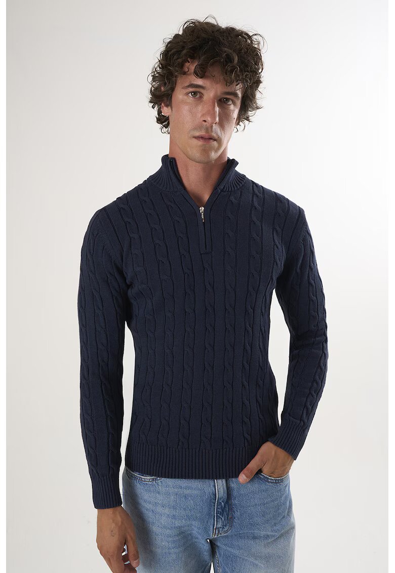 Felix Hardy Pulover regular fit cu fenta cu fermoar - Bleumarin