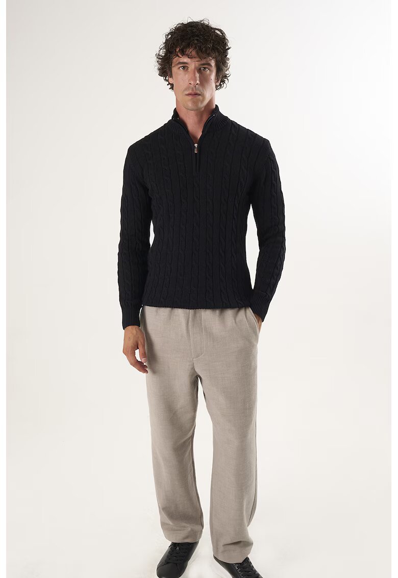 Felix Hardy Pulover regular fit cu fenta cu fermoar - Negru