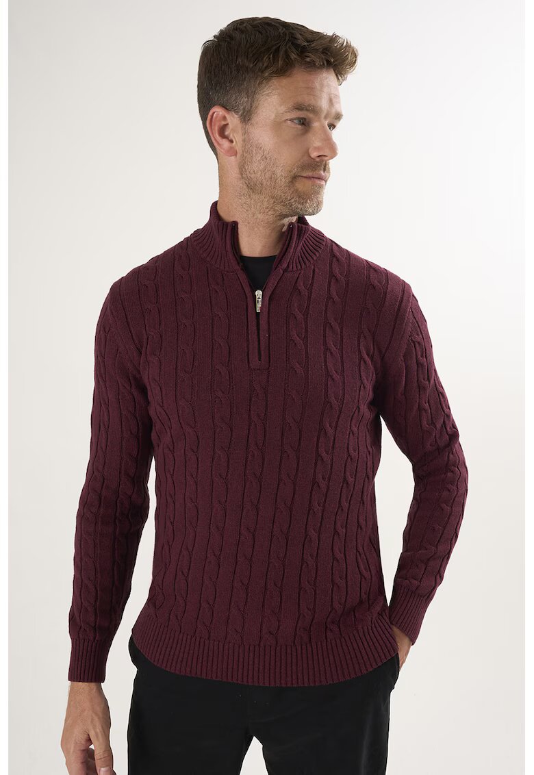Felix Hardy Pulover regular fit cu fenta cu fermoar - Visiniu